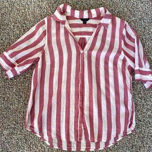 J. Crew Short Sleeve Button Down shirt. Red and white striped. Size xxs